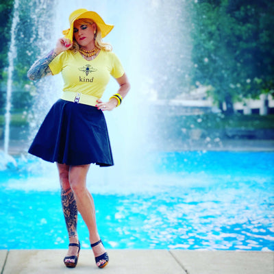 The Rockin' Tiki Heel with Ankle Strap in Black Leather