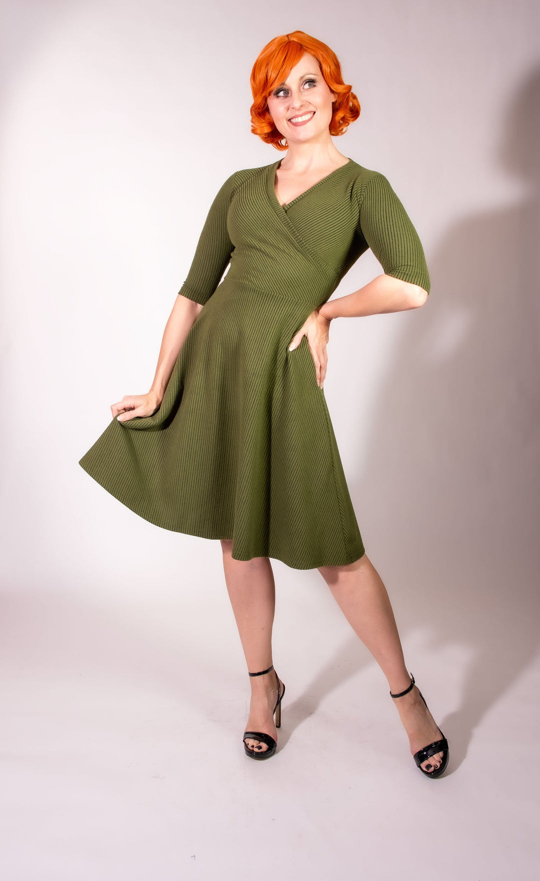 joanie green dress Knit 3/4 Sleeve in Olive – Daisy Jones' Locker blanc