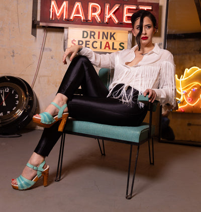 The Rockin' Tiki Heel with Ankle Strap in Holiday