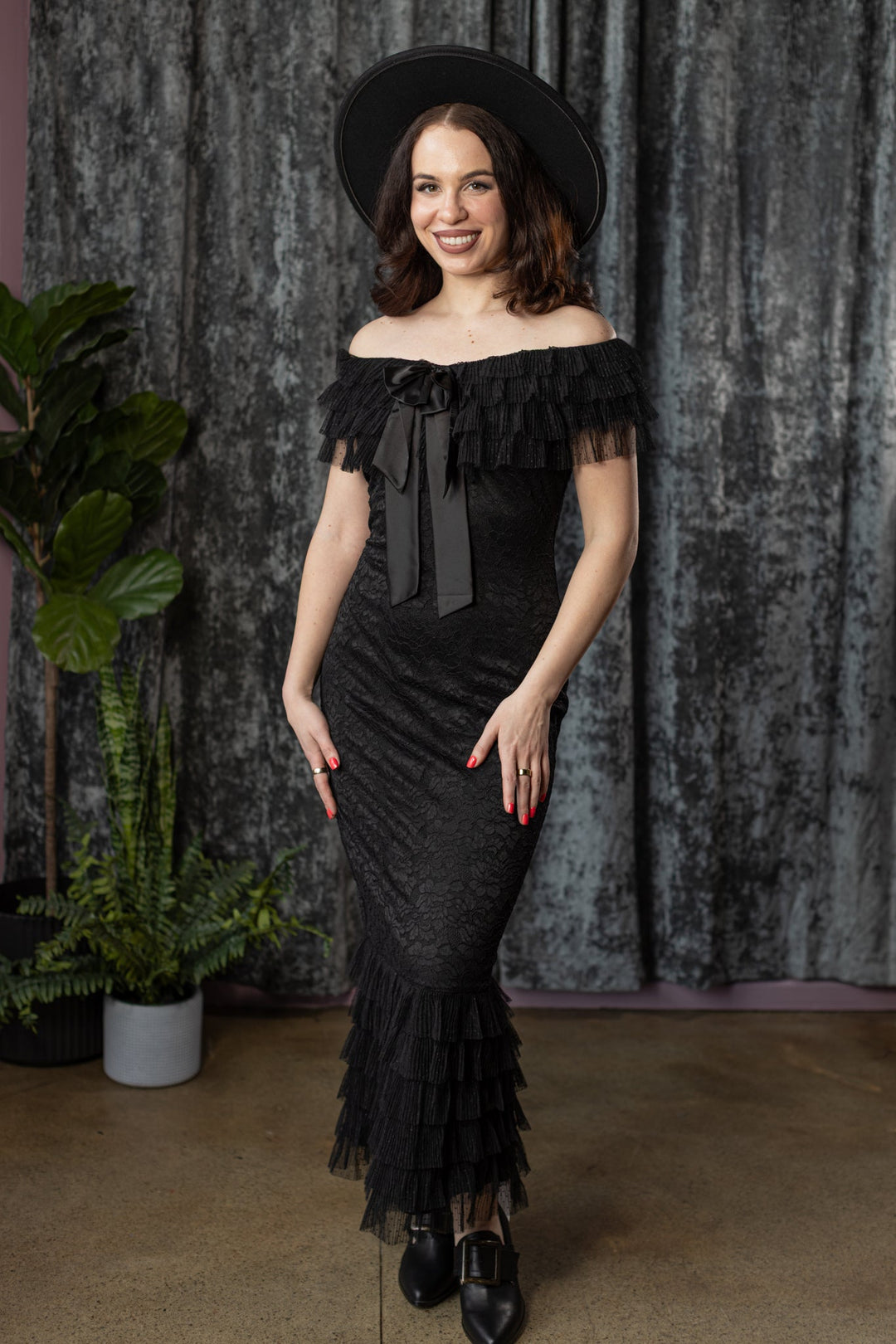 WILHELMINA off the shoulder lace ruffle dress PREORDER Daisy Jones' Locker WILHELMINA off the shoulder lace ruffle dress PREORDER Daisy Jones' Locker