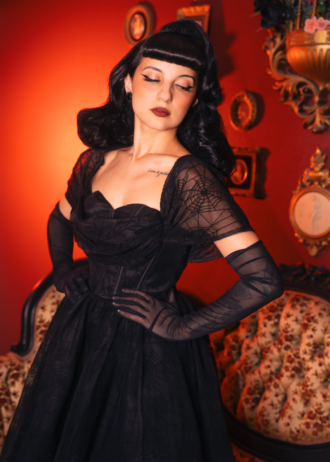Octavia's Web - Flocked Spider Web Party Dress