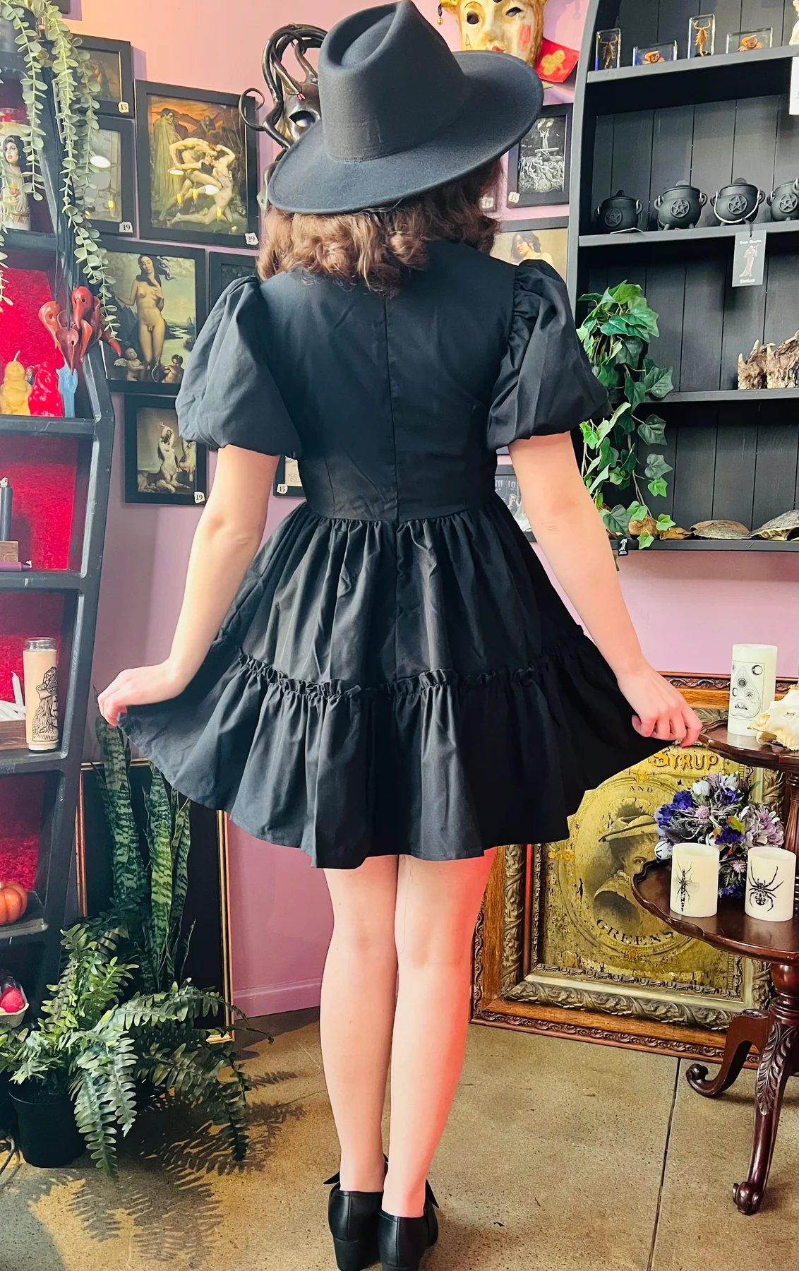 Austen Cottage Core Bubble Party Dress with Cut Out Neckline