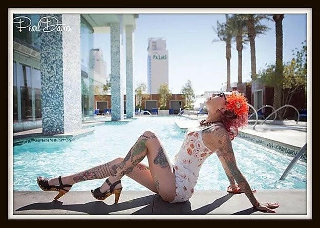 The Rockin' Tiki Heel with Ankle Strap in Black Leather