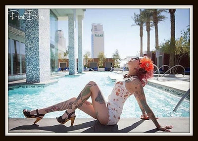 The Rockin' Tiki Heel with Ankle Strap in Black Leather