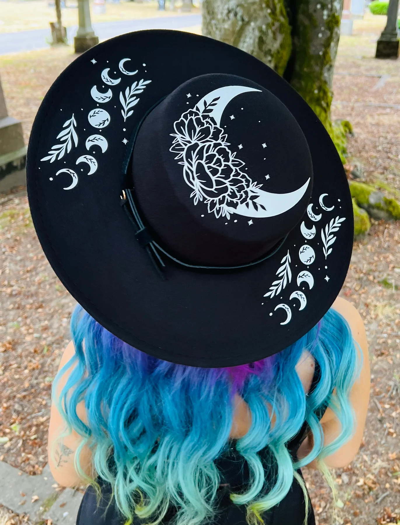 Floral Moon Flat Top XL Brim Hat