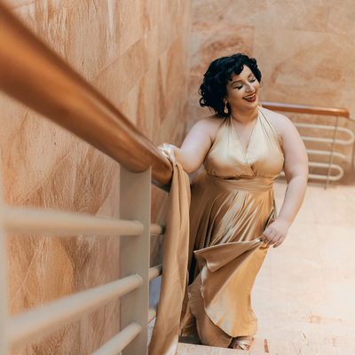 Isabella Halter Dress in Golden Goddess