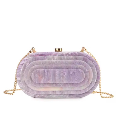 Art Deco Oval Acrylic Clutch Handbag (3 Colorways)