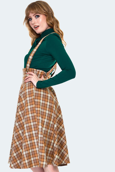 Plaid Overall Flare Skirt