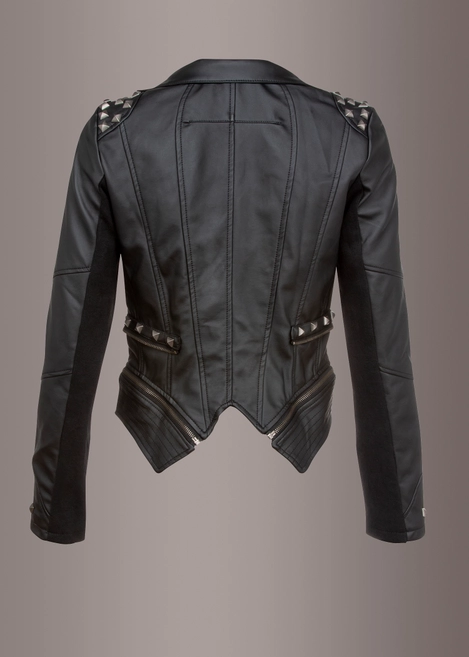 Vegan Leather Punk Studded Moto Jacket