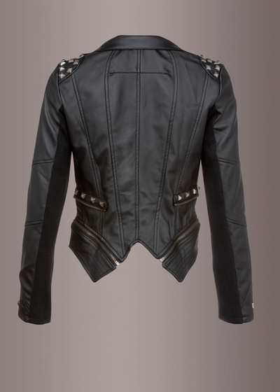 Vegan Leather Punk Studded Moto Jacket