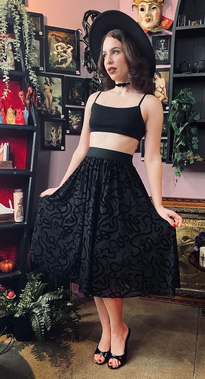 The Serpentine Velvet Snake Flocked Full Skirt