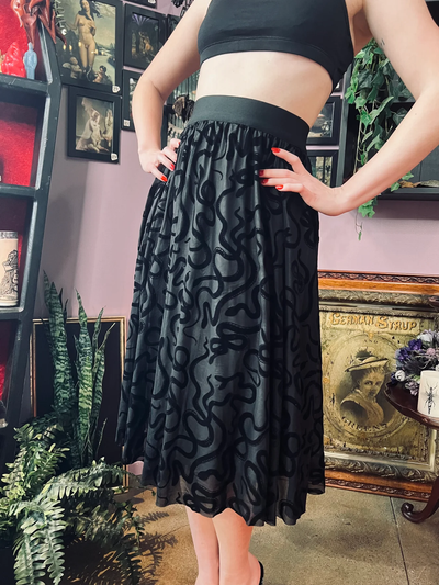 The Serpentine Velvet Snake Flocked Full Skirt