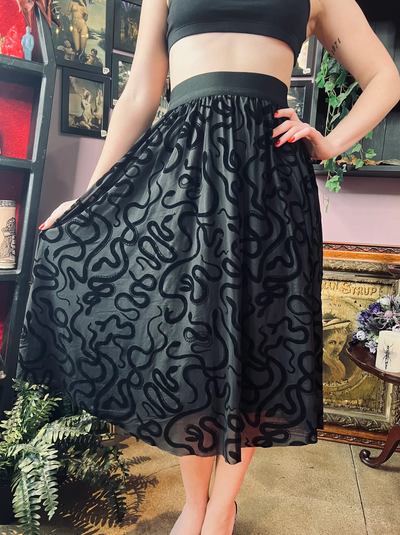The Serpentine Velvet Snake Flocked Full Skirt