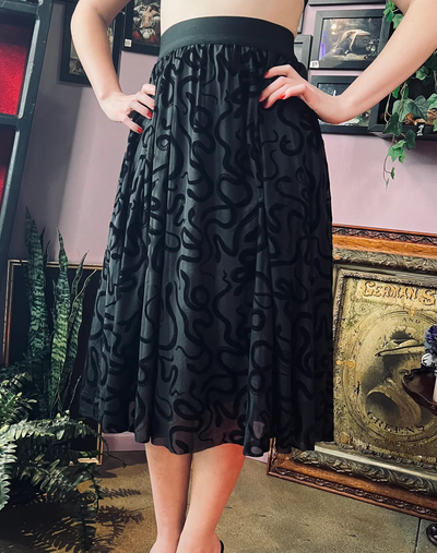 The Serpentine Velvet Snake Flocked Full Skirt