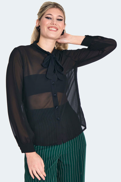 Sheer Pussybow Blouse