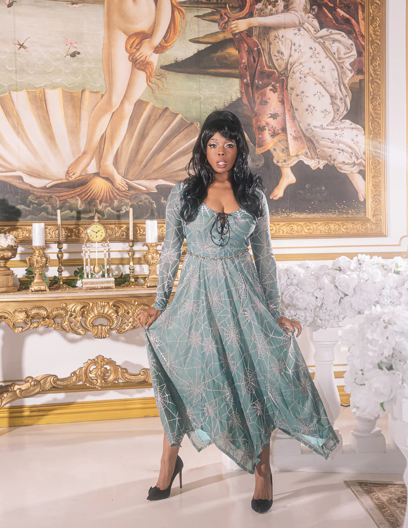 Willow Spiderweb Maxi Dress & Bolero (2 Colorways) Mermaid Green / S