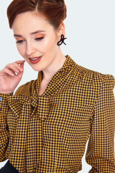 Gabby Blouse in Mustard Houndstooth
