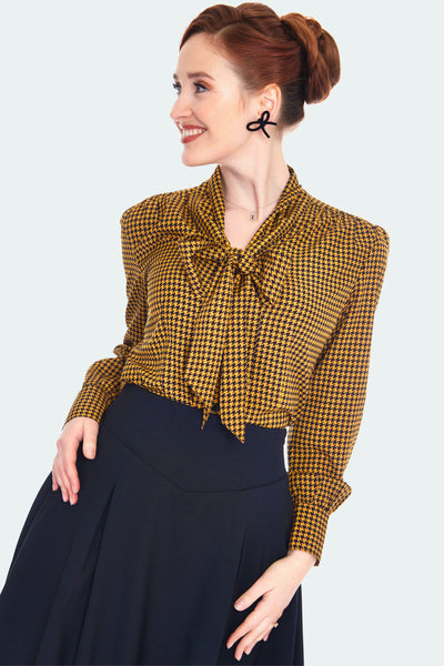 Gabby Blouse in Mustard Houndstooth