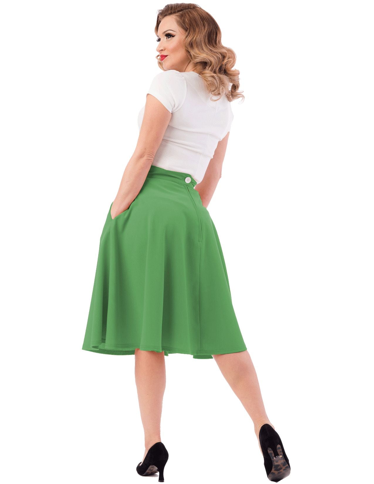 Pocket Circle Skirt in Kelly Green