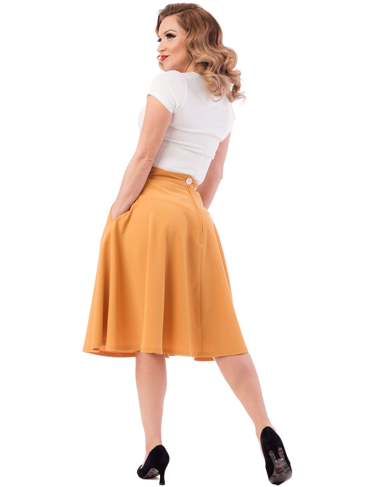 Pocket Circle Skirt in Mustard