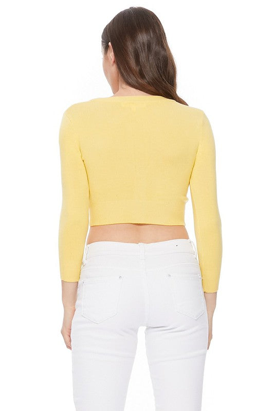 Classic Cropped Cardigan in Baby Yellow